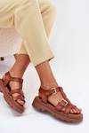 Eco Leather Sandals Women With Buckles Camel Mireza