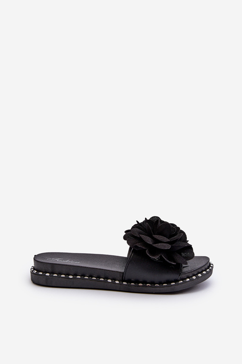 Women's Sandals Decorated with Flowers Black Cellanen