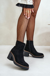 Heeled Boots Eco Suede Insulated Zip Black Lerallea