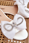 Women's Slippers With Bow And Rhinestones White Jolene