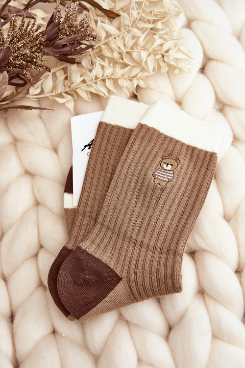 Women's Socks with Bear Brown