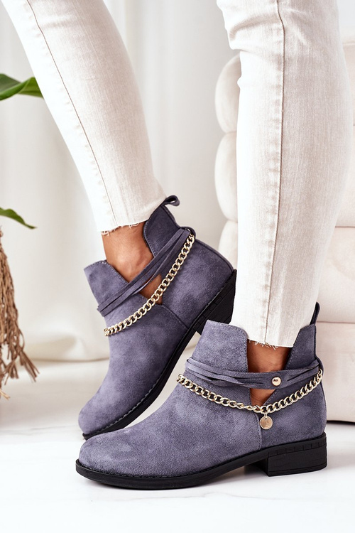 Suede Boots With A Chain Blue Elvira