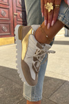 Sneakersy Półbuty Damskie Skórzane Beżowo-Złote Artiker 56C1738