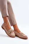 Women's Suede Moccasins with Beige Decoration Echonesa
