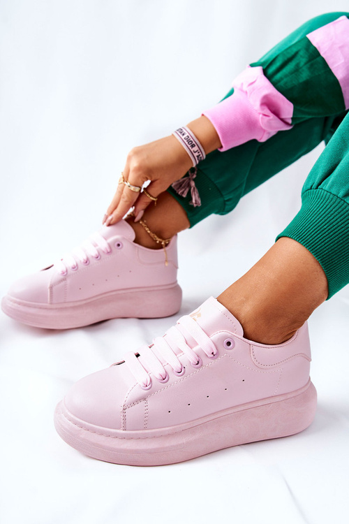 Leather Sneakers On A Platform Pink Lemmy