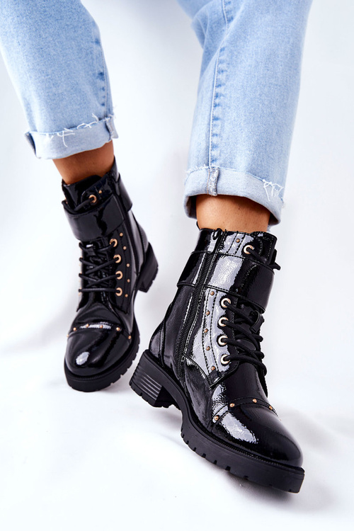 Insulated Lacquered Boots Black Colira