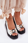 Ladies Leather Wedge And Platform Sandals With Decoration Artiker 56C1588 White