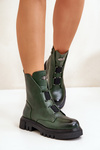 Warm Women’s Worker Boots with Zipper Eco Leather Green Mailyra