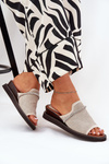 Ladies Wedge Sandals With Decorative Strap Beige Teriwes
