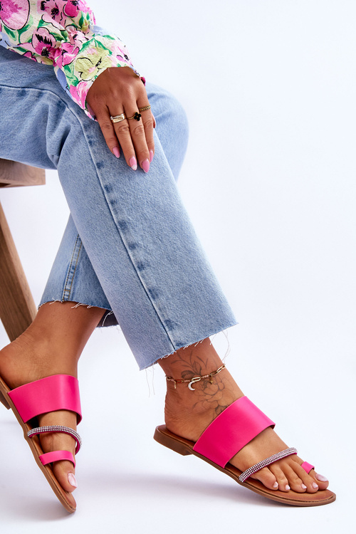 Klapki Japonki Damskie Ozdobny Pasek Fuksja Sublime