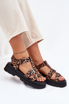 Ladies Eco Leather Sandals With Buckles Leopard Jeneliena