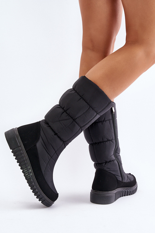 Women's Snow Boots with Zipper Progress PROGJ-24-144 Black