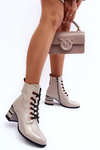 Lacquered Boots on Heel SBarski MR870-49 Light Gray
