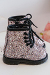 Children's Glittery Lined Boots with a Zipper Pink Saussa