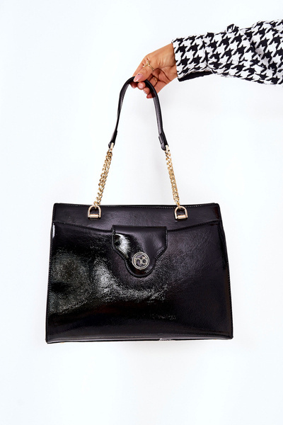 Lacquered Shoulder Bag NOBO L1750 Black