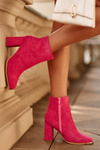 Suede Lined Boots On Heel Fuchsia Lamirena's 