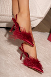 Heels with feathers and open heel Bordeaux Belice