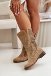 Suede Openwork Boots Lewski 3366/2Beige