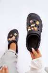 Women's Foam Slippers Crocs With Ornaments Black Marlett