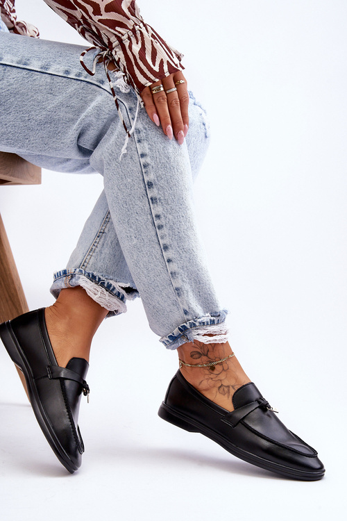 Mokasyny Klasyczne Damskie Czarne Cortez E722