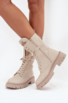Insulated ankle boots workers with decoration beige Kelilea