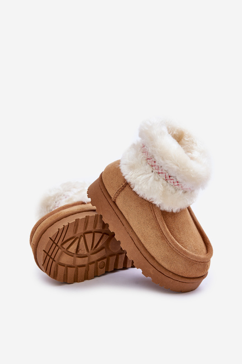Snow Boots Kids With Fur And Pattern Camel Melefia