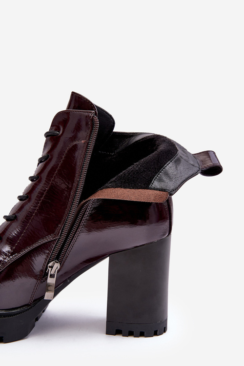 Women's Polished Heel Boots Lined Burgundy D&A MR870-54