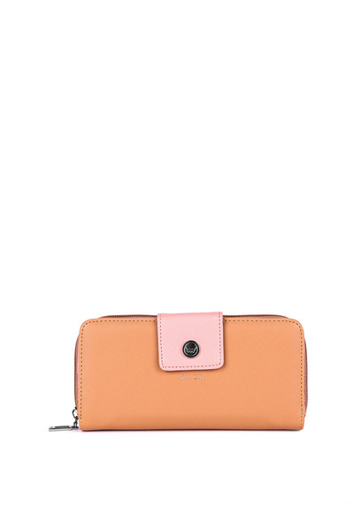 Large Women's Zip Wallet Brown-Pink Huntress