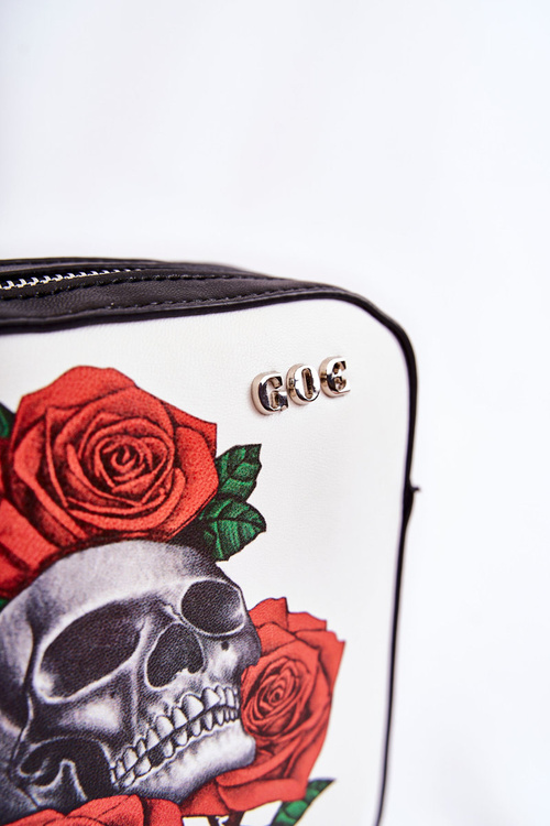 Leather Messenger Bag W Pattern GOE ZNJ012 Black and White