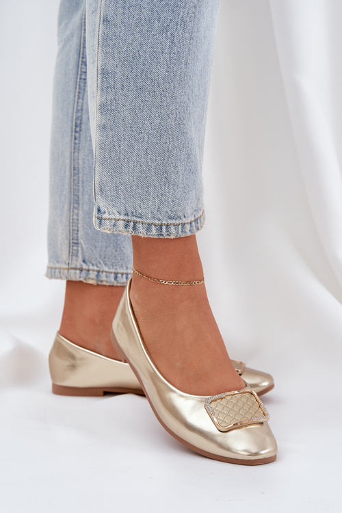 Baleriny Ozdoba Eko Skóra Złote Tulnelia