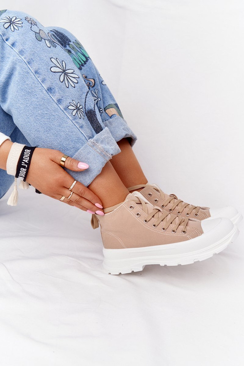 Women's High Sneakers On A Chunky Sole Light Brown Trissy