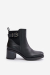Warm Heeled Boots Eco Leather With Buckle Black Eriliana