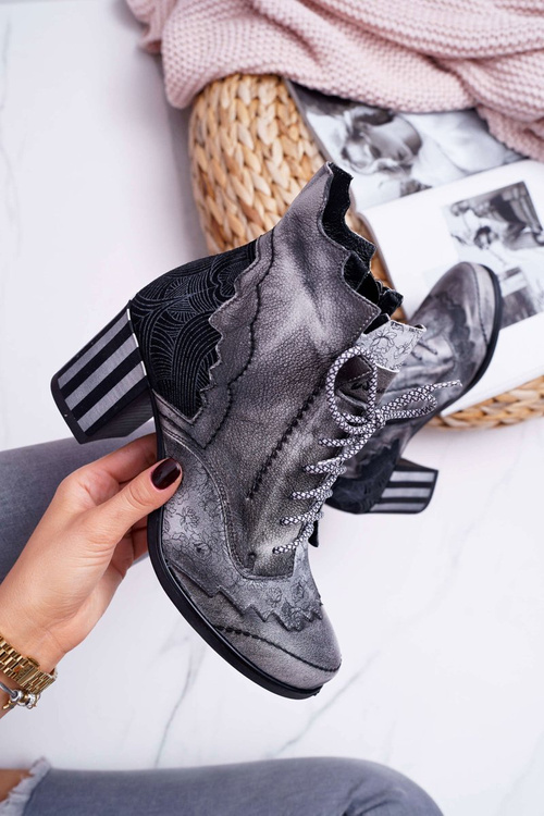 Women's Leather Boots Maciejka Grey 03190