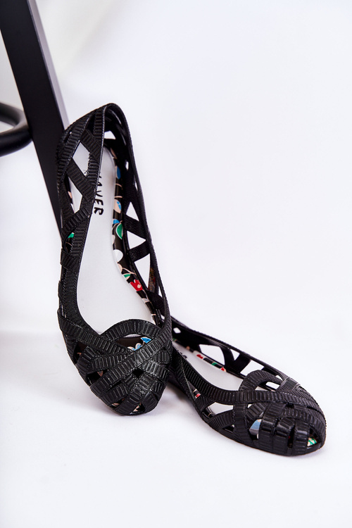 Baleriny Damskie Gumowe Czarne Indila