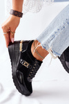 Women’s Leather Wedge Sneakers Black Montessori