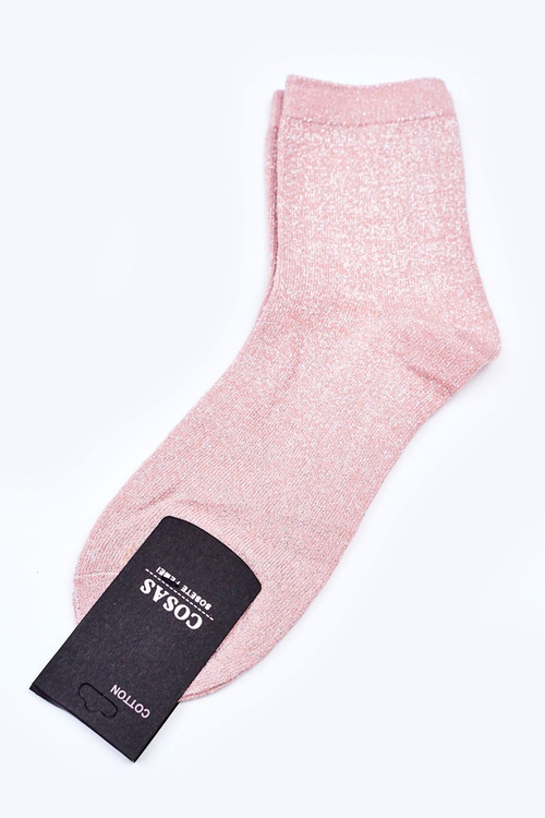 Women's Cotton Socks With Silver Thread COSAS Salmon Color