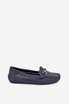 Women's Perforated Moccasins With Decoration Navy Kaydance