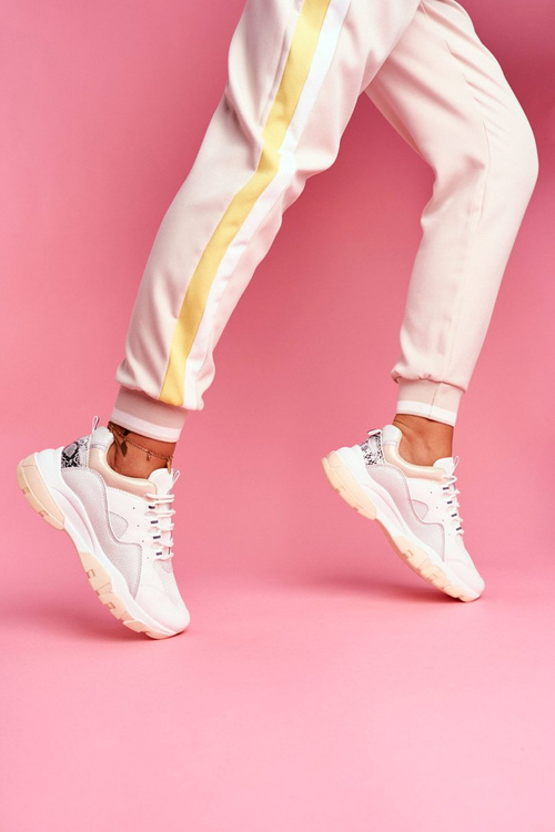 Sportowe Damskie Buty Sneakersy Beżowe Idaise