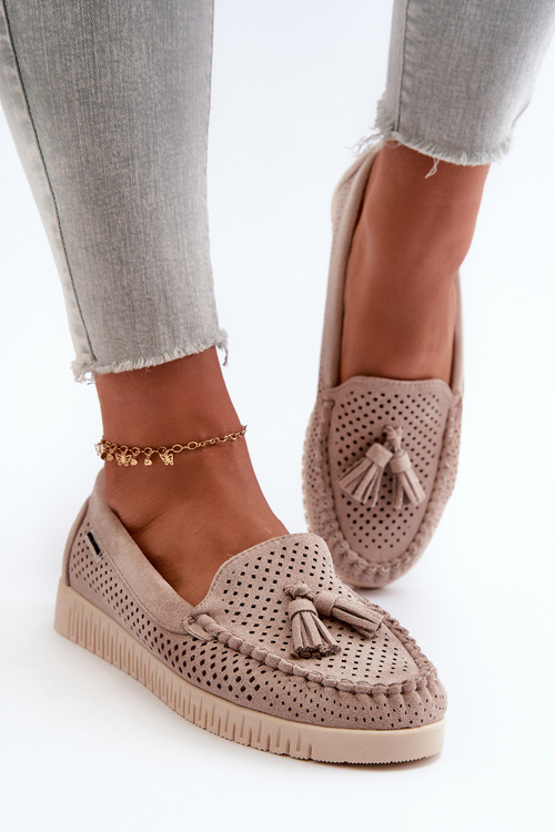 Women's Lightweight Loafers Made of Eco Leather with Cut-Out Pattern Tinami