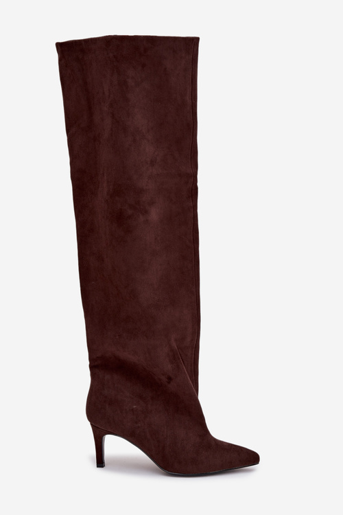 Women's High Heel Ankle Boots Slip-On Chocolate Mavilla