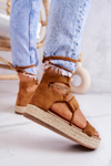 Espadryle Platforma Wiązane Camel Fuerta