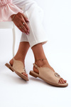 Women's sandals with gold decoration eco suede S.Barski KV27-059 Beige