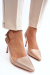 High Heels with Embellishment D&A MR1966-11 Champagne