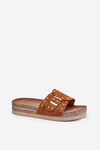 Women's Platform Slippers With Buckle And Studs Camel Nusithia