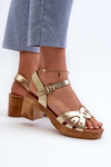 Women's High Heel Sandals in Gold Eco Leather Assames