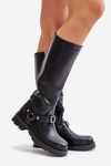 Warm Ladies Boots with Zipper Eco Leather Black Tialethe