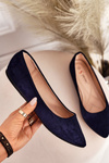 Delicate Pointed Toe Ballerinas Suede Navy Dermeno