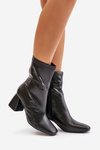 Smooth Women's Ankle Boots On Heel Made Of Eco Leather Black Izariel