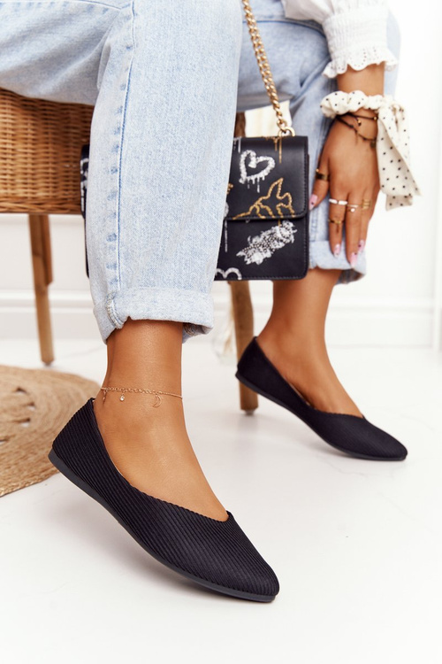 Delicate Pointed Toe Ballerinas Vinceza 2209 Black