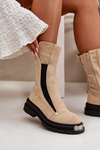 Suede Insulated Boots On Flat Heel Light Beige Palimra